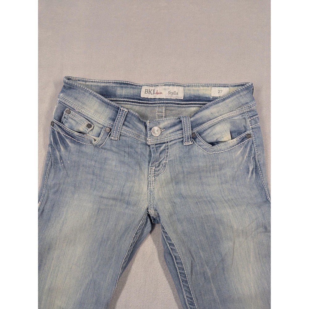 BKE Stella Jeans Womens 27 Blue Light Wash Low Rise Slim Crop Stretch Denim - Picture 2 of 16